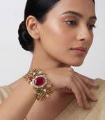 Multicolor stones cage work cuff bracelet