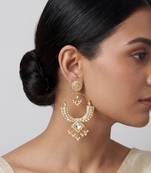 Gold plated kundan chandbali earrings