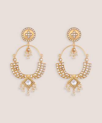 Gold plated kundan chandbali earrings 2