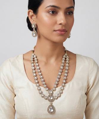 Dual tone finish polki long set 1