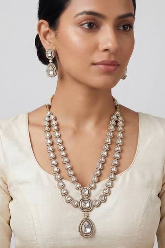 Dual tone finish polki long set