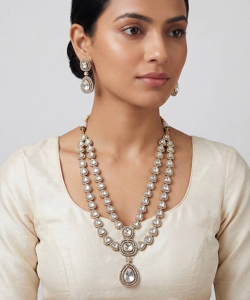 Dual tone finish polki long set
