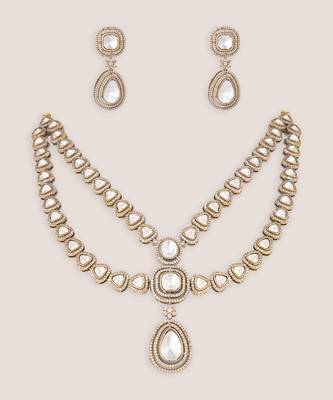 Dual tone finish polki long set 2