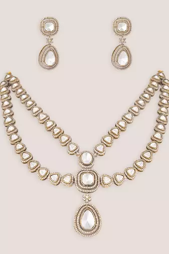 Dual tone finish polki long set