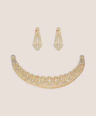 Gold finish jadau necklace set 2