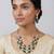 Green stones polki long necklace set