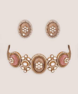 Pink stones kundan choker set 2