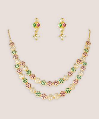 Multicolor jadau long necklace set 2