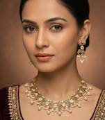 Gold finish multicolor stones jadau necklace set
