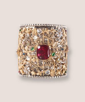 Red stone kundan cuff bracelet 2