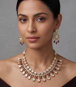 Red stones moissanite necklace set