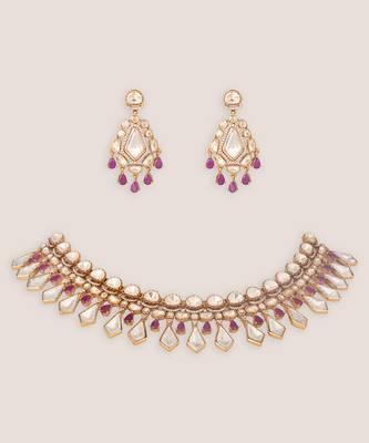 Red stones moissanite necklace set 2