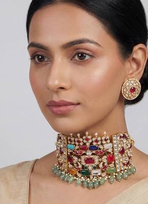 Multicolor stones kundan choker set 1