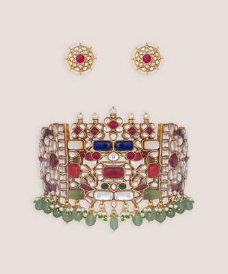 Multicolor stones kundan choker set 2