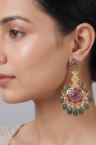 Multicolor kundan meenakari dangler earrings