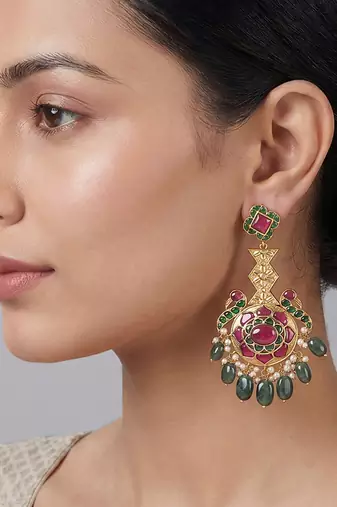 Multicolor kundan meenakari dangler earrings