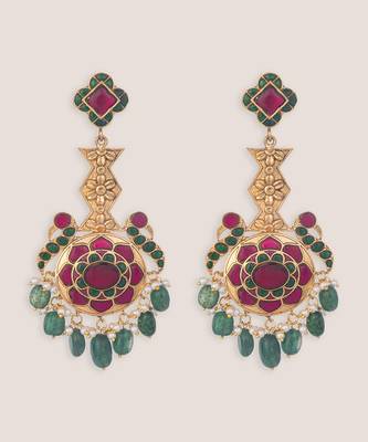 Multicolor kundan meenakari dangler earrings 2