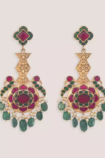 Multicolor kundan meenakari dangler earrings