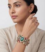Multicolor stones cage work cuff bracelet