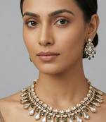 Green stones moissanite necklace set