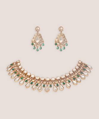 Green stones moissanite necklace set 2