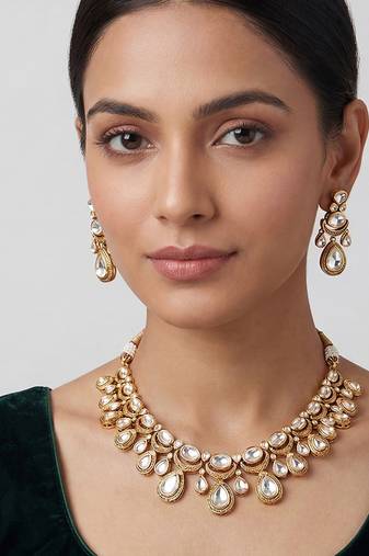 Gold plated moissanite necklace set
