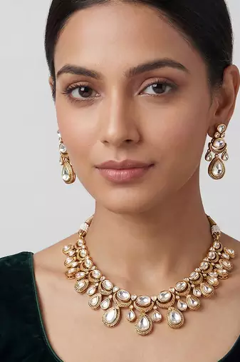 Gold plated moissanite necklace set