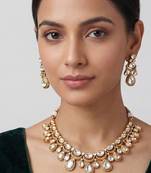 Gold plated moissanite necklace set