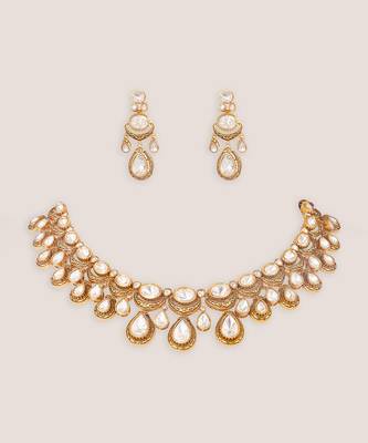 Gold plated moissanite necklace set 2