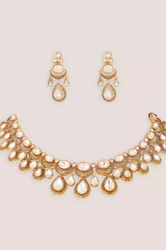 Gold plated moissanite necklace set