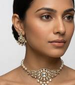 Dual tone finish polki choker set