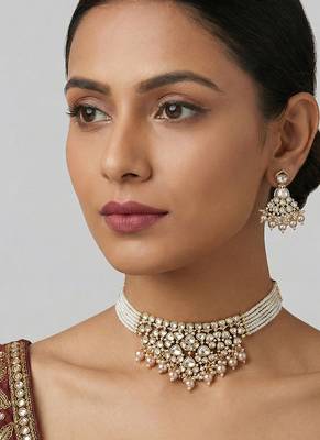 Gold finish moissanite choker set 1