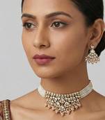 Gold finish moissanite choker set