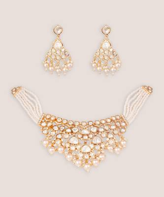 Gold finish moissanite choker set 2