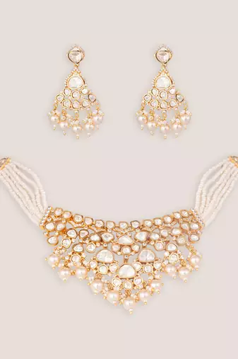 Gold finish moissanite choker set