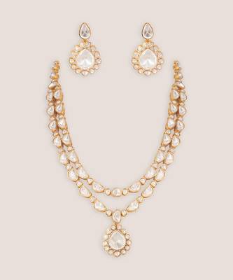 Gold finish moissanite long necklace set 2