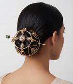 Multicolor kundan polki hair bun cage with pin