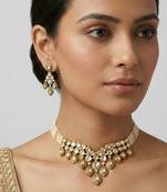 Gold finish moissanite choker set