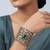Green stone kundan cuff bracelet