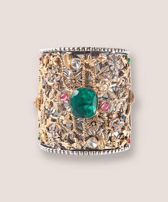 Green stone kundan cuff bracelet 2