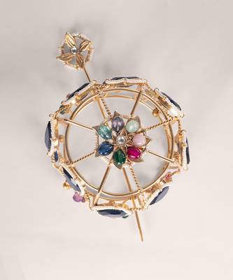 Multicolor floral kundan hair bun cage with pin 2