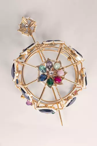 Multicolor floral kundan hair bun cage with pin