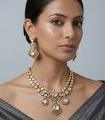 Gold finish moissanite necklace set