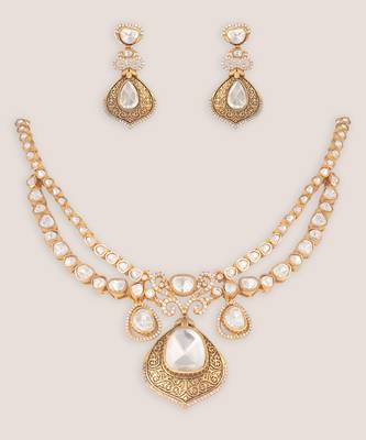 Gold finish moissanite necklace set 2