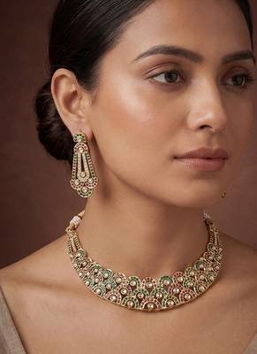 Multicolor stones jadau necklace set 1
