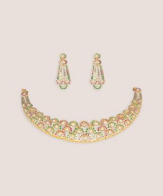 Multicolor stones jadau necklace set 2