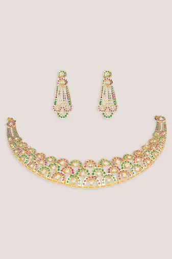 Multicolor stones jadau necklace set