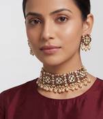 Red stones kundan choker set