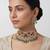 Pink green stones kundan choker set