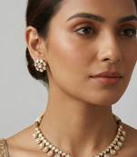 Gold finish moissanite necklace set